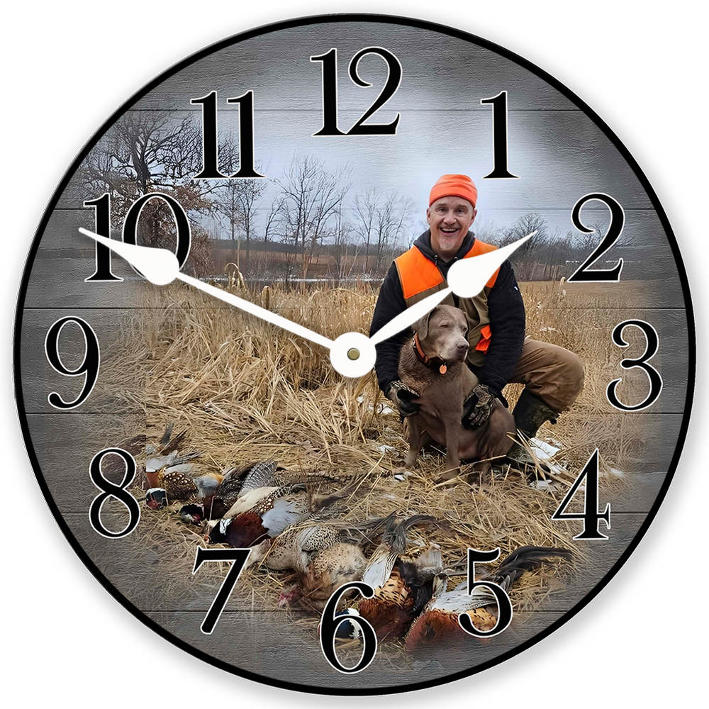 Personalized Gray Wood Photo Wall Clock