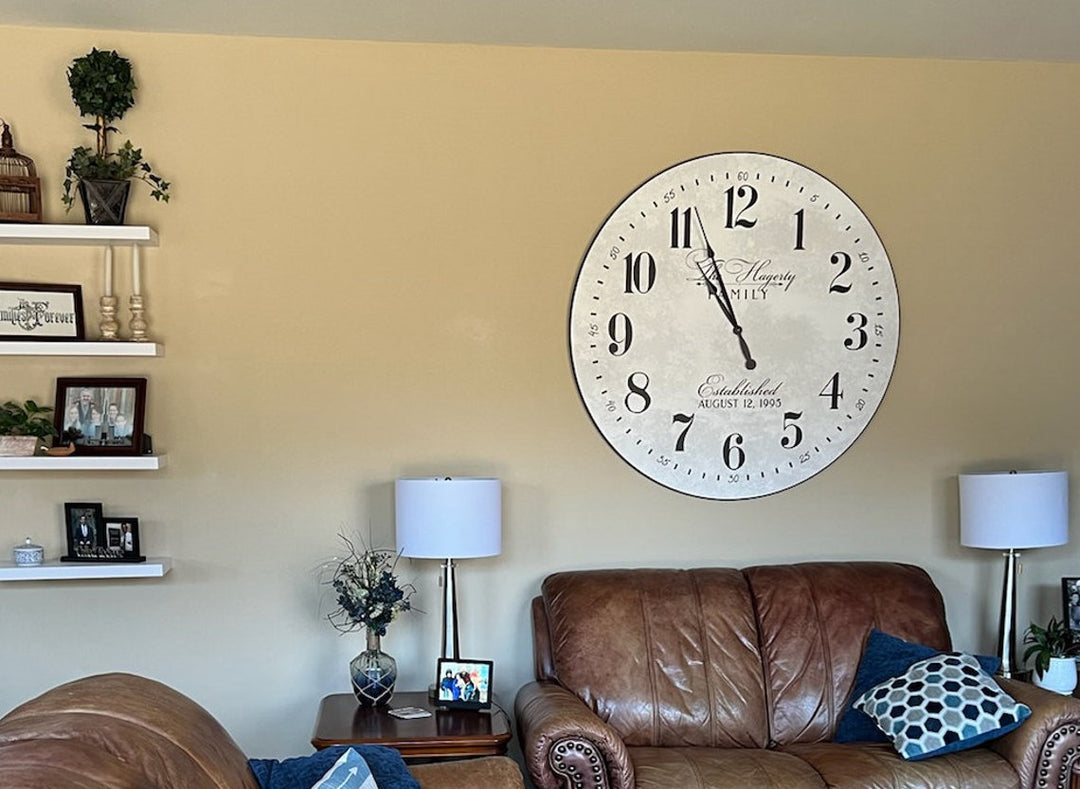 Prescott White Personalized Wall Clock