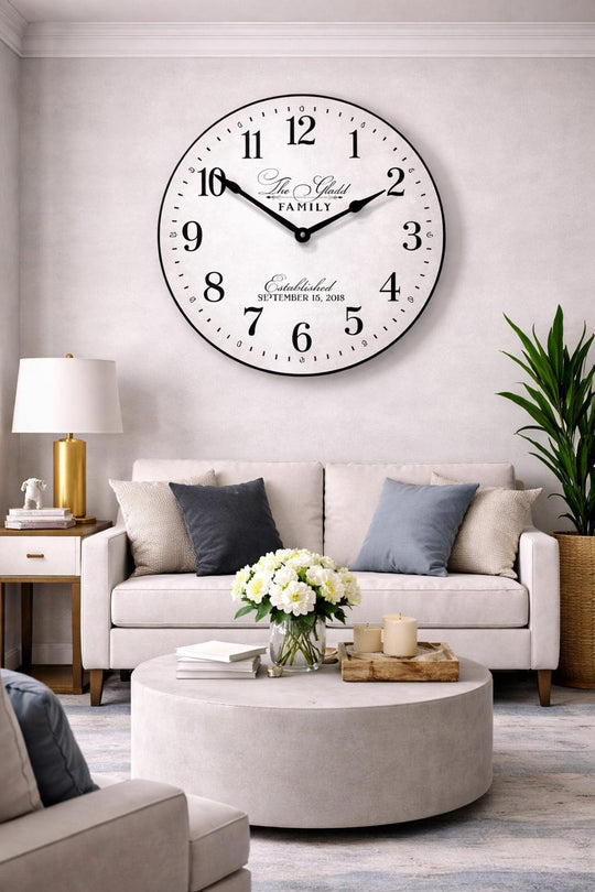 Prescott White Personalized Wall Clock