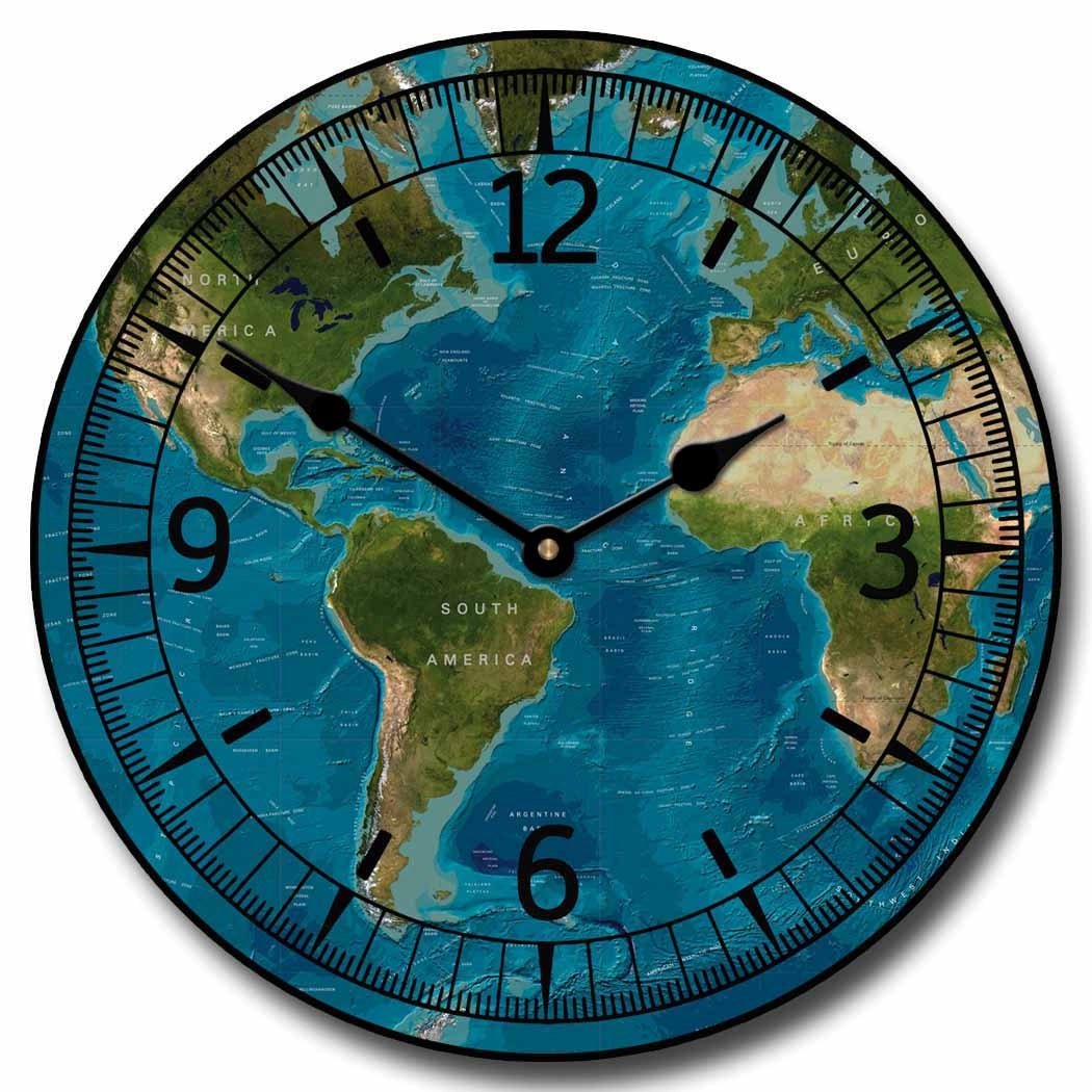 Tropical World Map Wall Clock - CustomBigClocks
