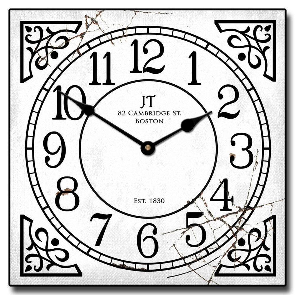 Rusty Square White Wall Clock - CustomBigClocks
