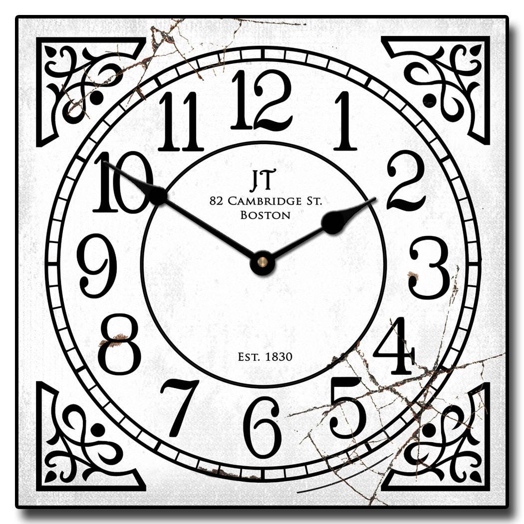 Rusty Square White Wall Clock - CustomBigClocks