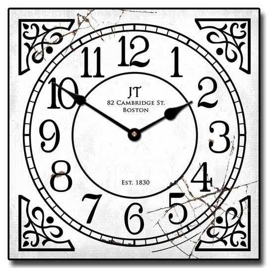 Rusty Square White Wall Clock - CustomBigClocks