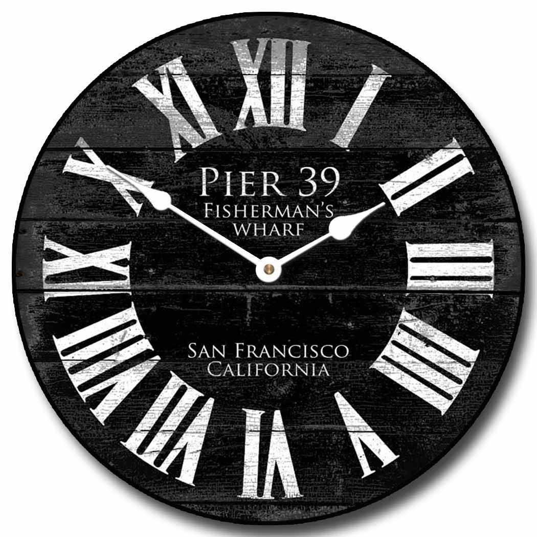 Pier 39 Black Wall Clock - CustomBigClocks