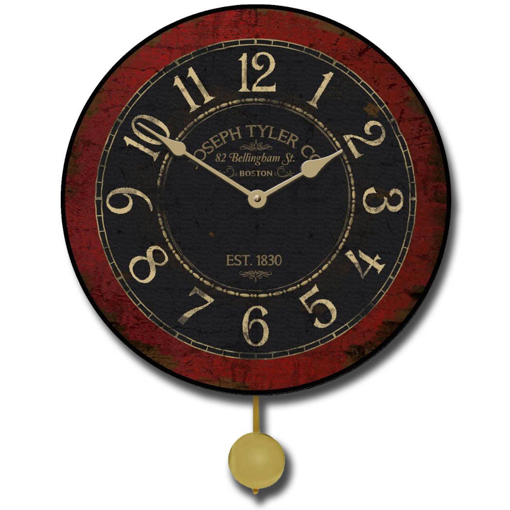 Bellingham Red Pendulum Wall Clock - CustomBigClocks