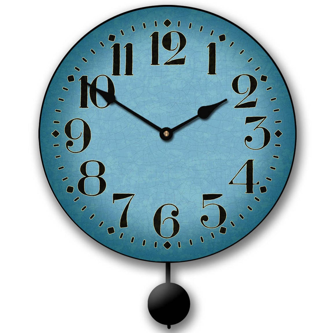 Houston Blue Pendulum Wall Clock - CustomBigClocks