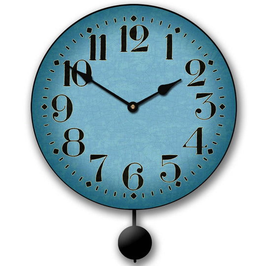 Houston Blue Pendulum Wall Clock - CustomBigClocks