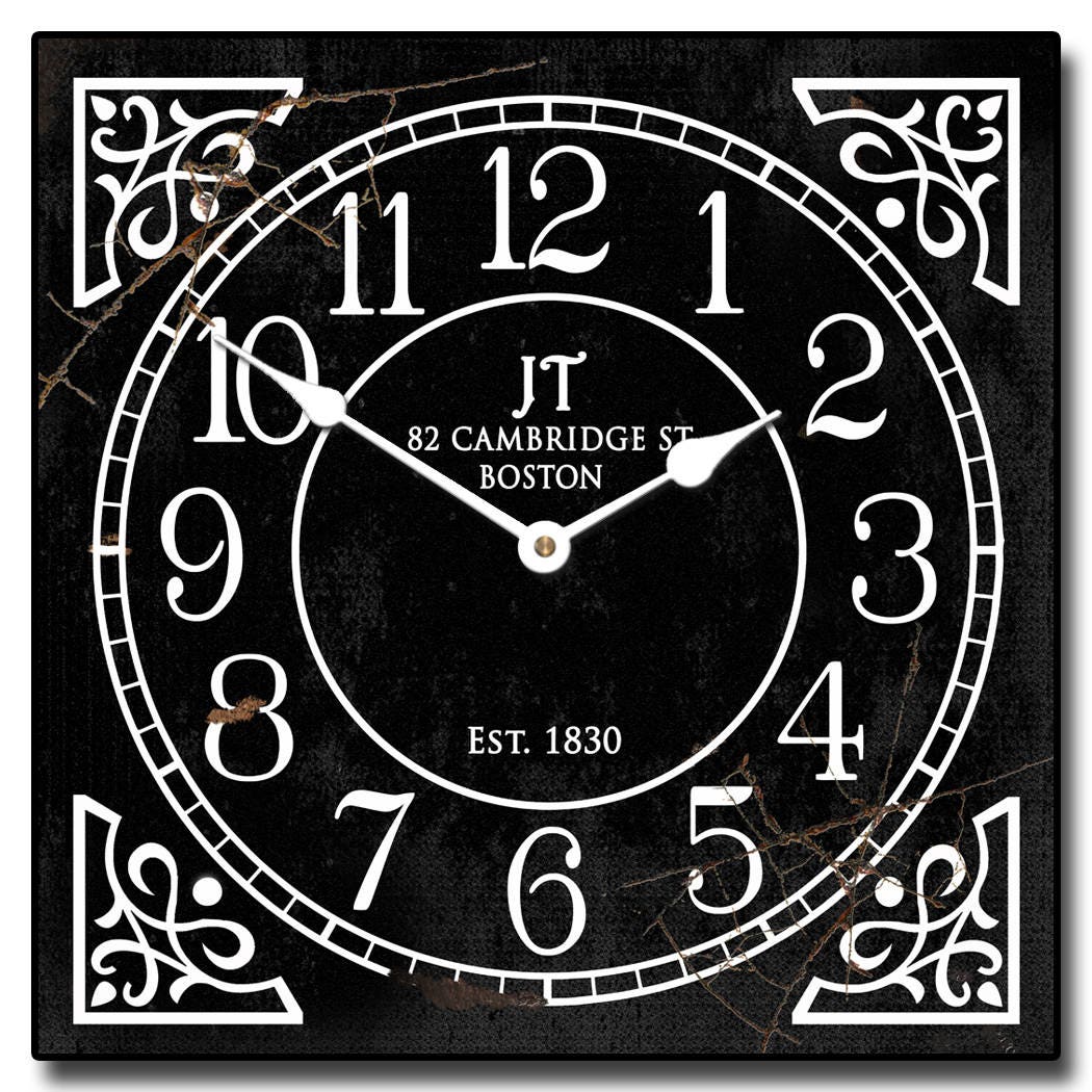 Rusty Square Black Wall Clock - CustomBigClocks