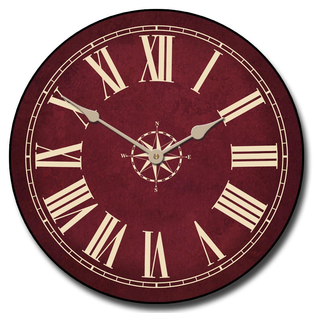 Nautical Burgundy Wall Clock - CustomBigClocks