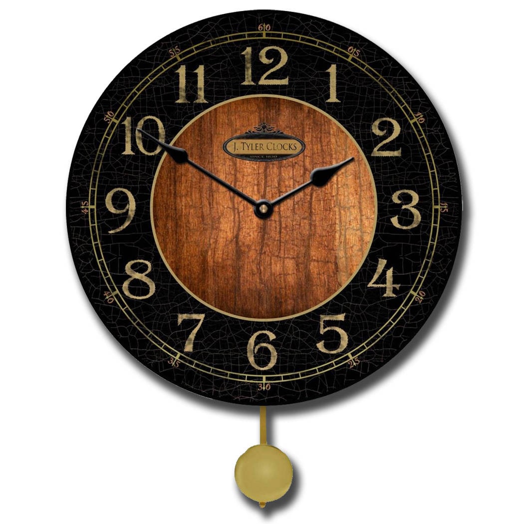 Black & Wood Pendulum Wall Clock - CustomBigClocks