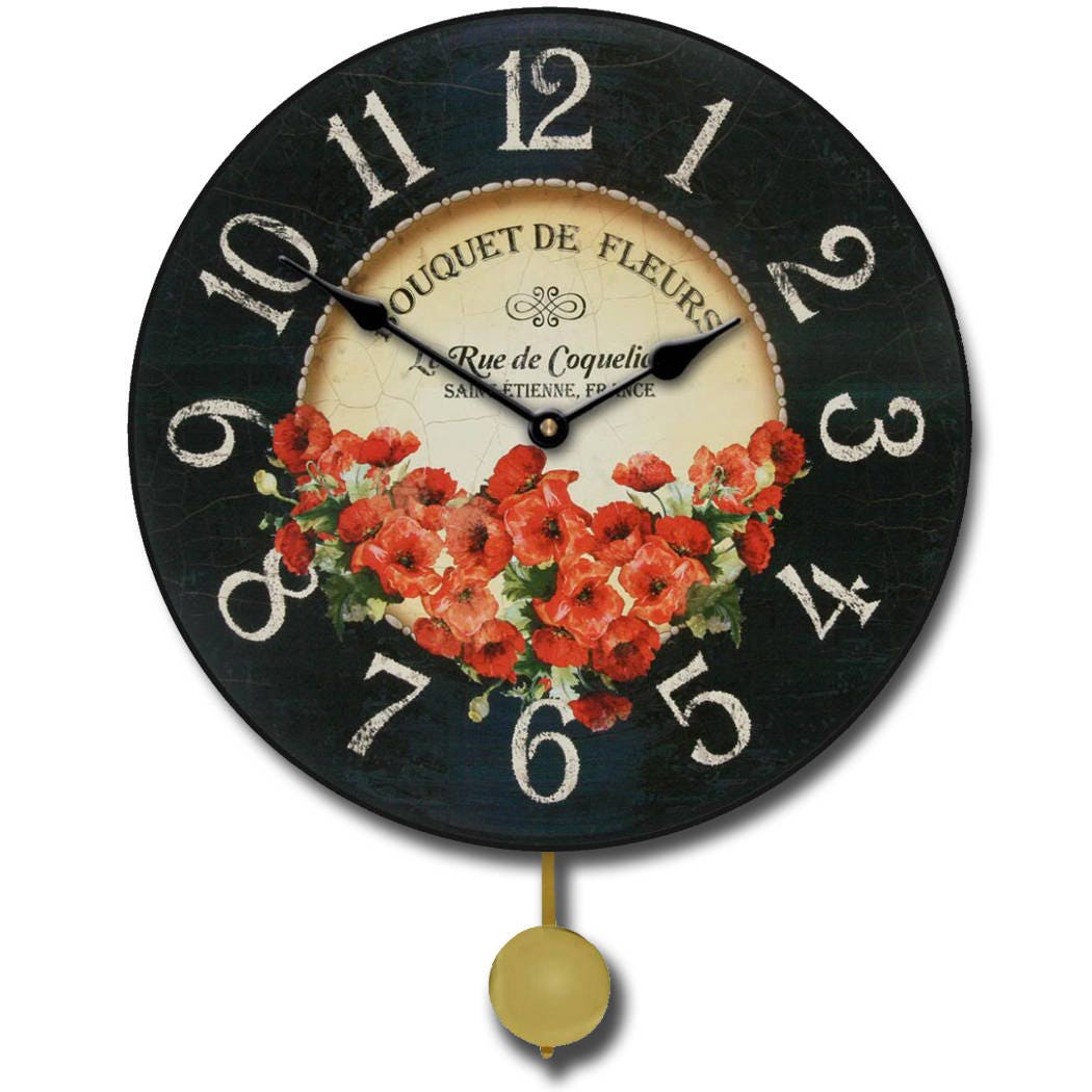 Poppies Pendulum Wall Clock - CustomBigClocks