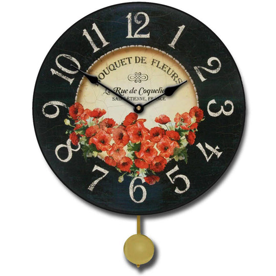 Poppies Pendulum Wall Clock - CustomBigClocks