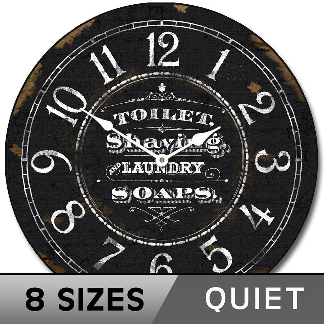 Black Powder Room Black Wall Clock - CustomBigClocks