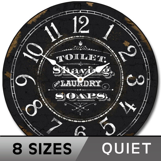 Black Powder Room Black Wall Clock - CustomBigClocks