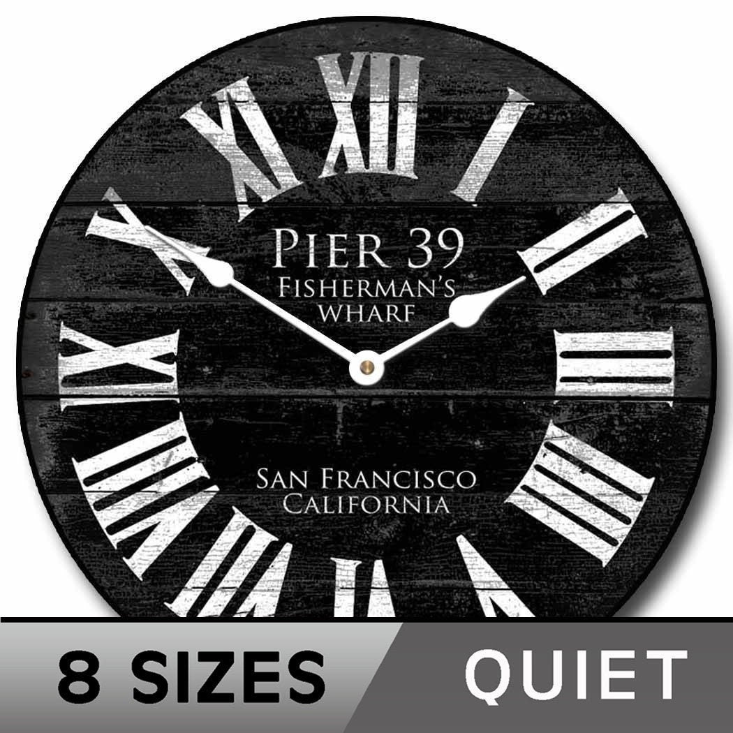 Pier 39 Black Wall Clock - CustomBigClocks