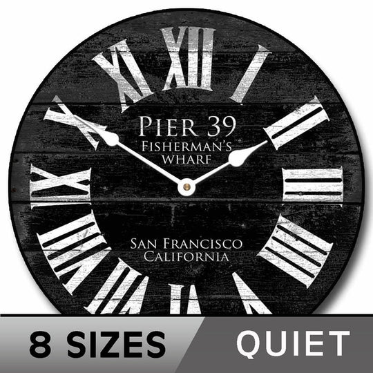Pier 39 Black Wall Clock - CustomBigClocks