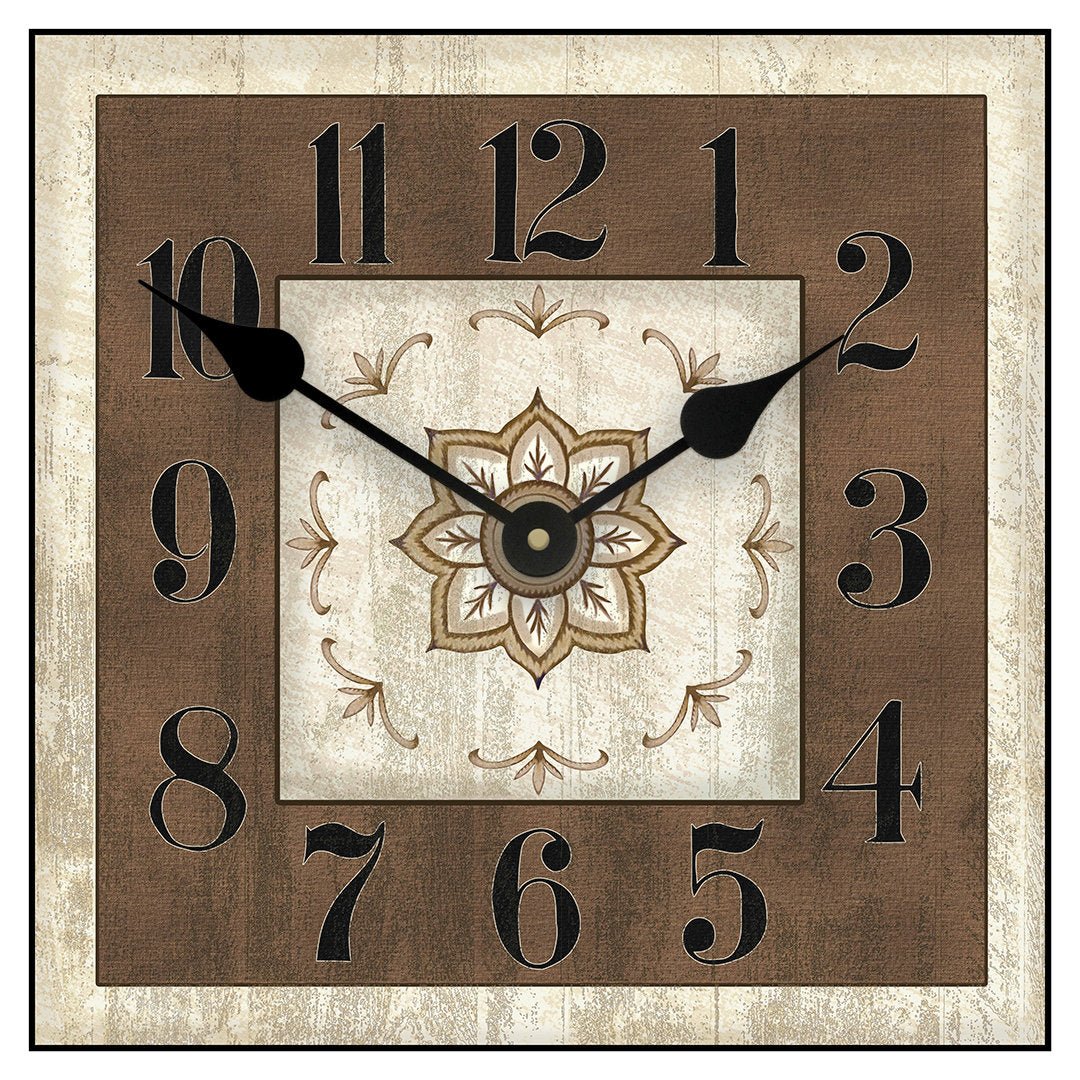 Charlotte Brown Square Wall Clock - CustomBigClocks