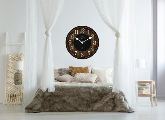 Black &amp; Brown Wood Wall Clock - CustomBigClocks