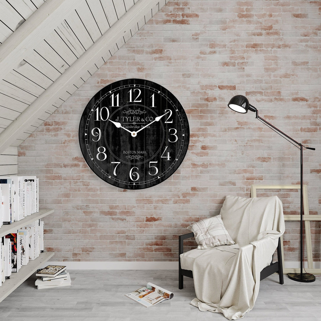 Harbor Black Wall Clock - CustomBigClocks