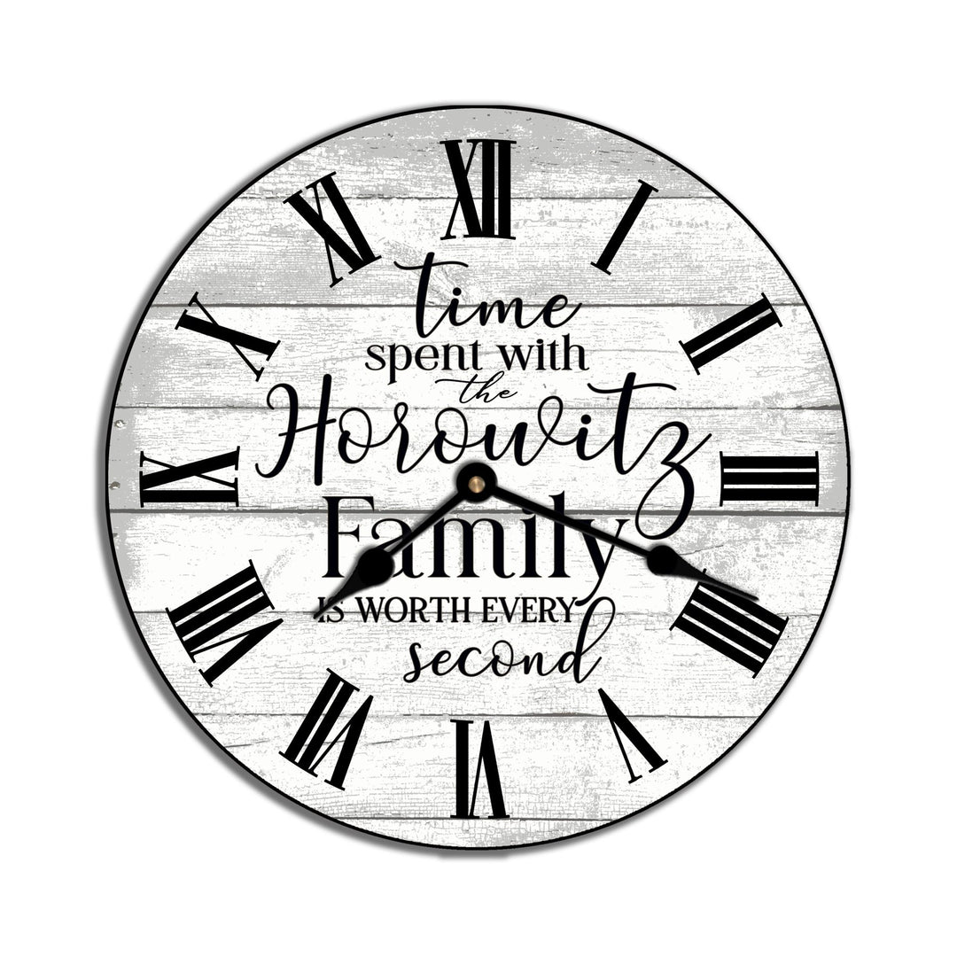 White Time Spent With Family Is Worth Every Second Wall Clock - CustomBigClocks