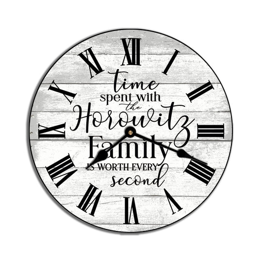 White Time Spent With Family Is Worth Every Second Wall Clock - CustomBigClocks