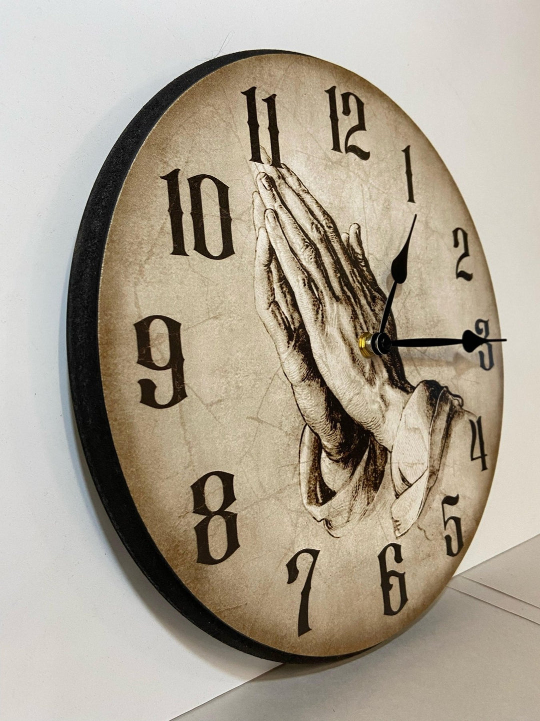 Parchment Praying Hands Wall Clock - CustomBigClocks