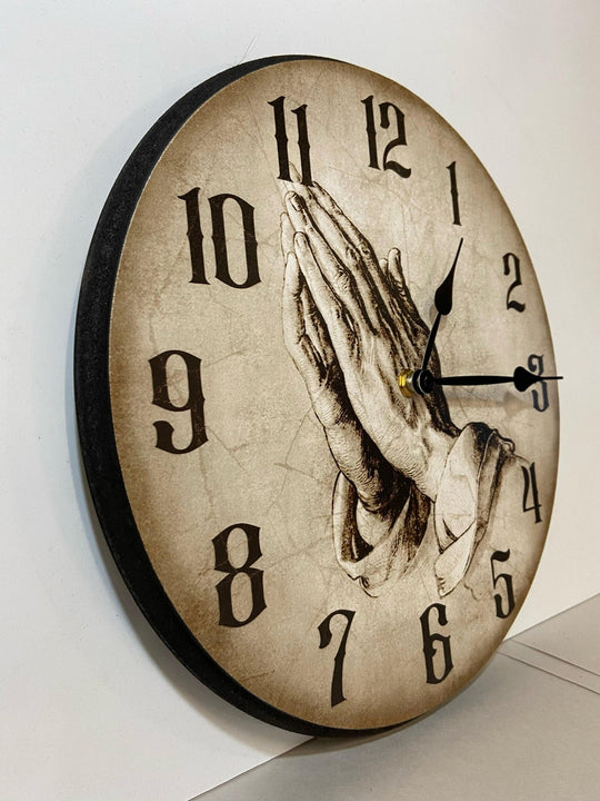 Parchment Praying Hands Wall Clock - CustomBigClocks