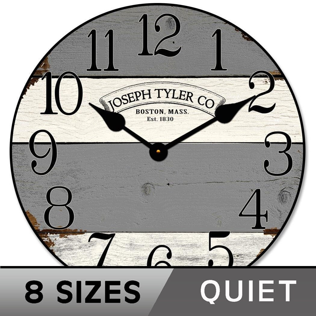 Barnwood Gray &amp; White Wall Clock - CustomBigClocks