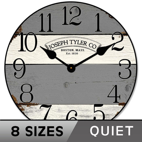 Barnwood Gray &amp; White Wall Clock - CustomBigClocks