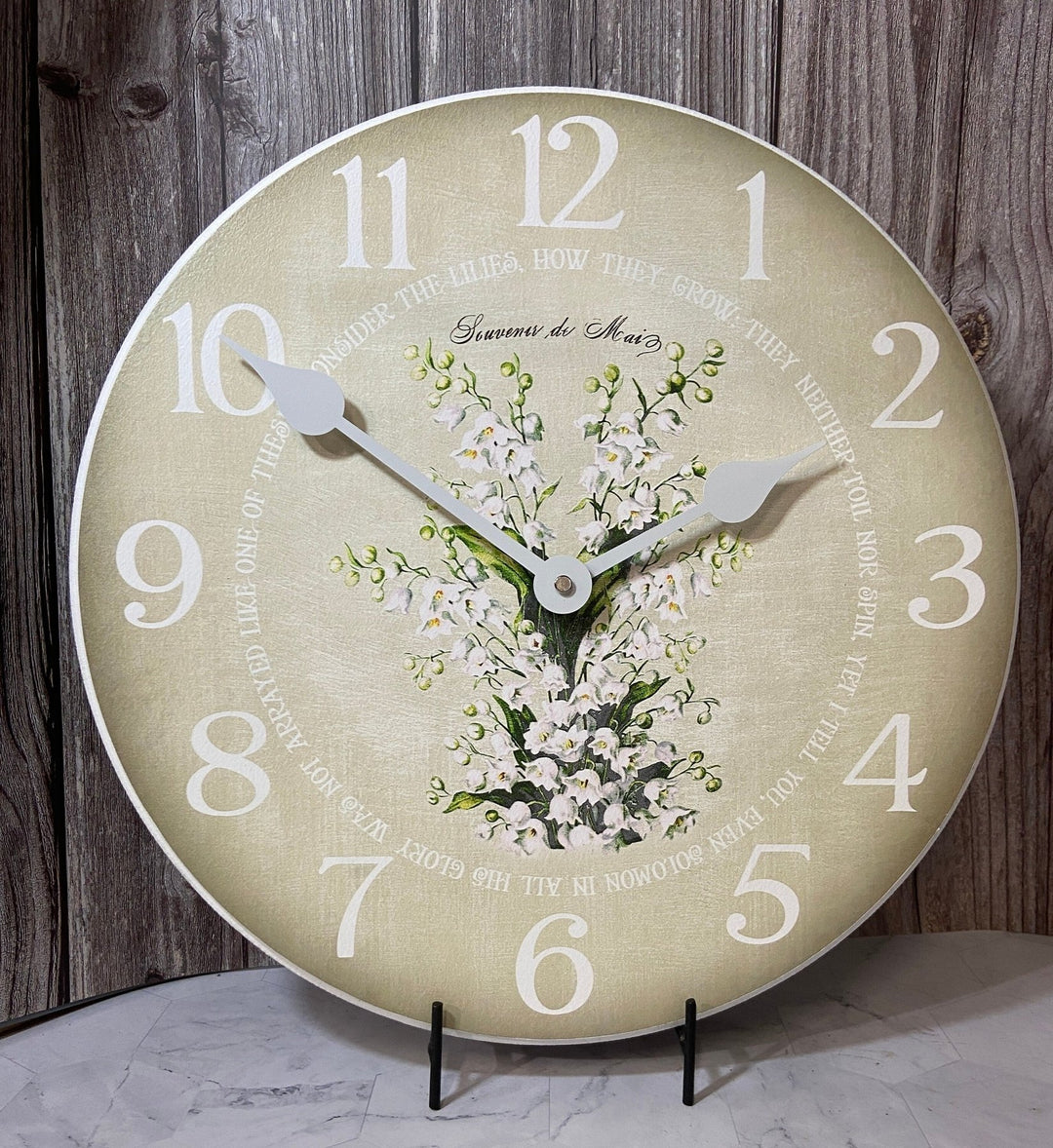 White Flowers Wall Clock - CustomBigClocks