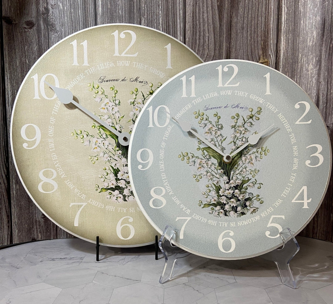 White Flowers Wall Clock - CustomBigClocks