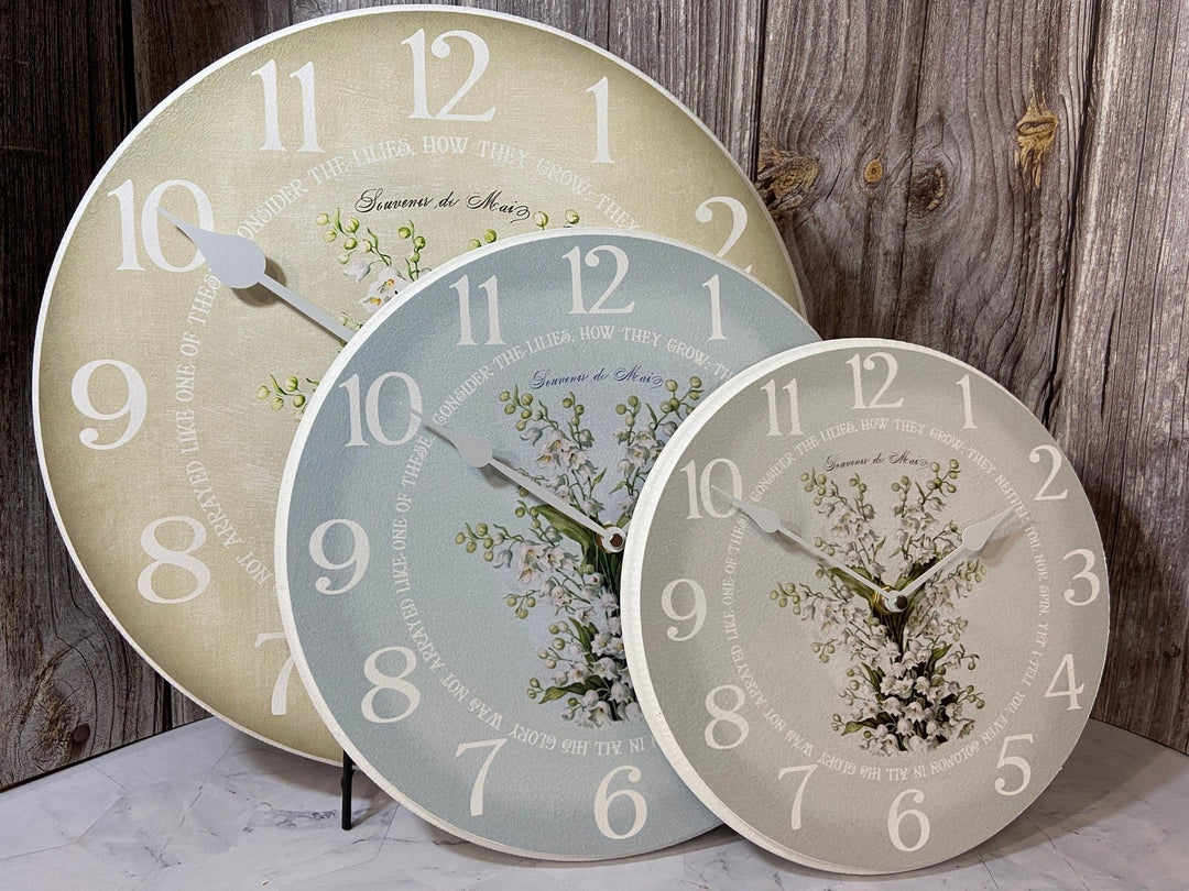 White Flowers Wall Clock - CustomBigClocks