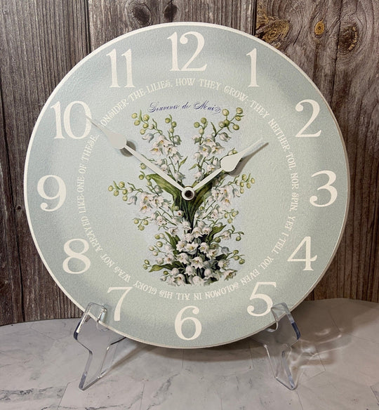 White Flowers Wall Clock - CustomBigClocks