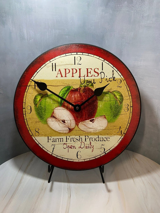 Red &amp; Green Apple Wall Clock - CustomBigClocks