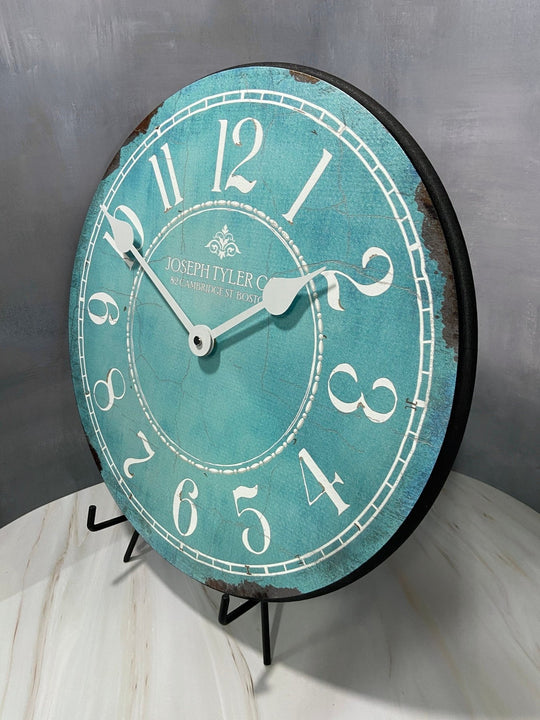 Turquoise &amp; White Wall Clock - CustomBigClocks