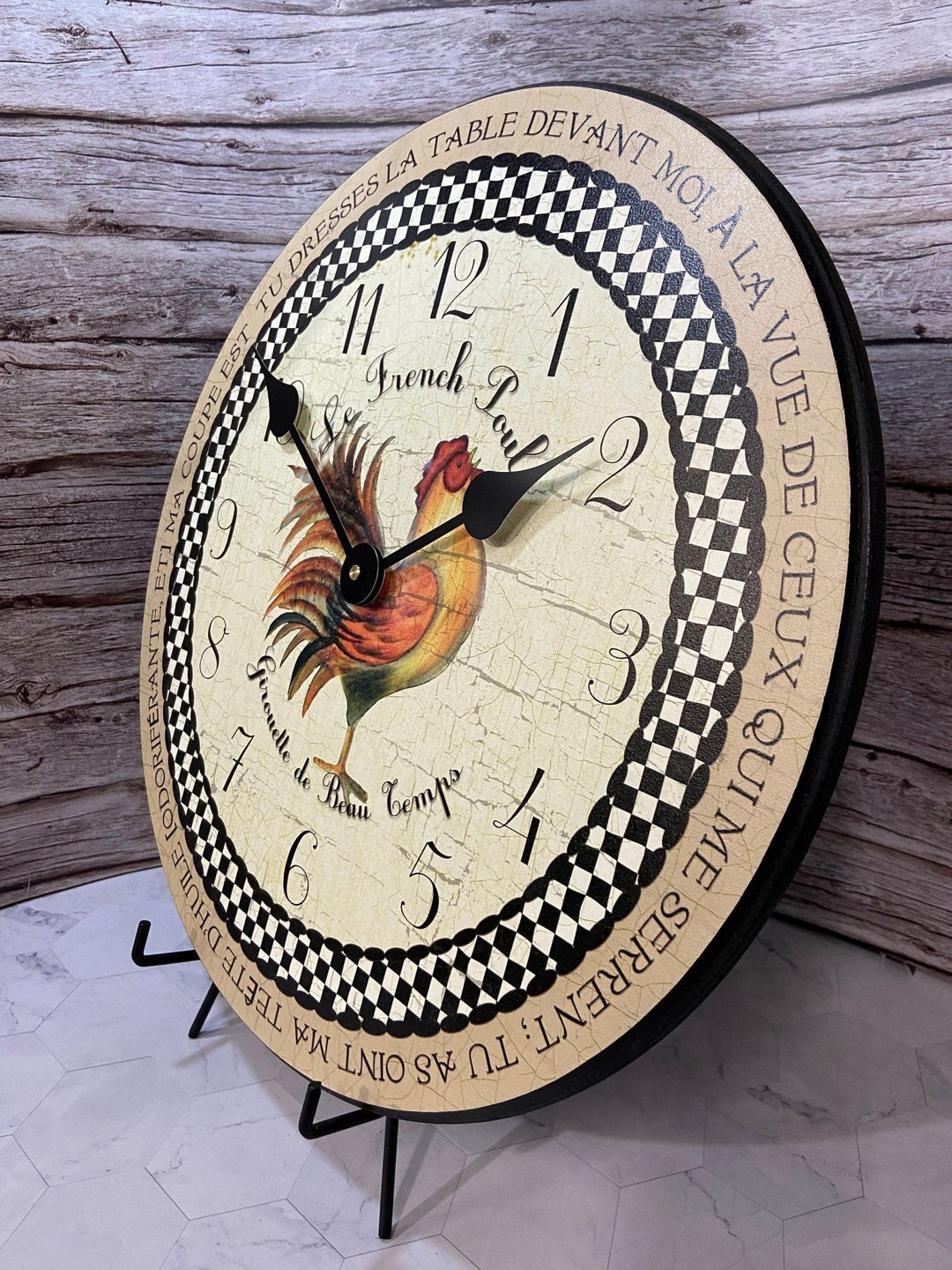 Romantic Rooster Tan Wall Clock - CustomBigClocks