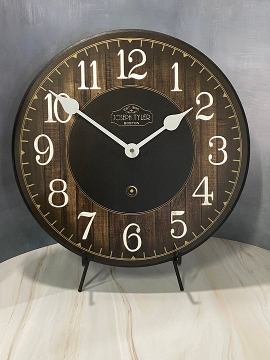 Black &amp; Brown Wood Wall Clock - CustomBigClocks