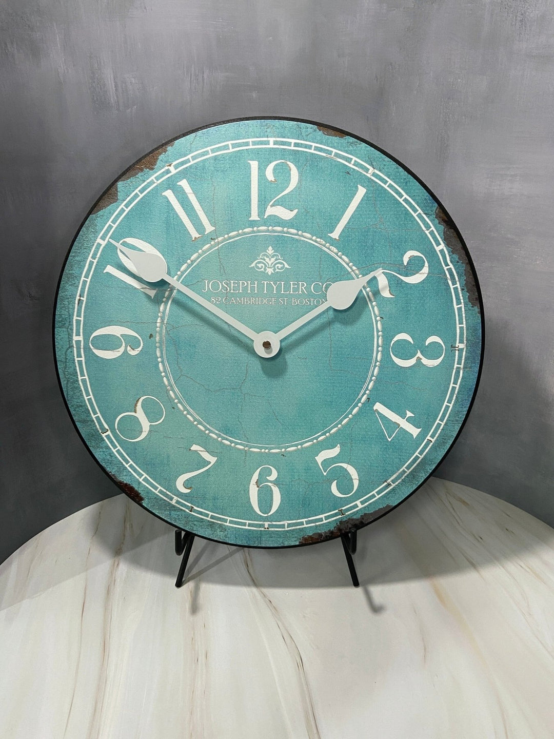 Turquoise &amp; White Wall Clock - CustomBigClocks