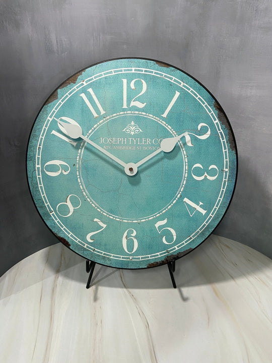 Turquoise &amp; White Wall Clock - CustomBigClocks