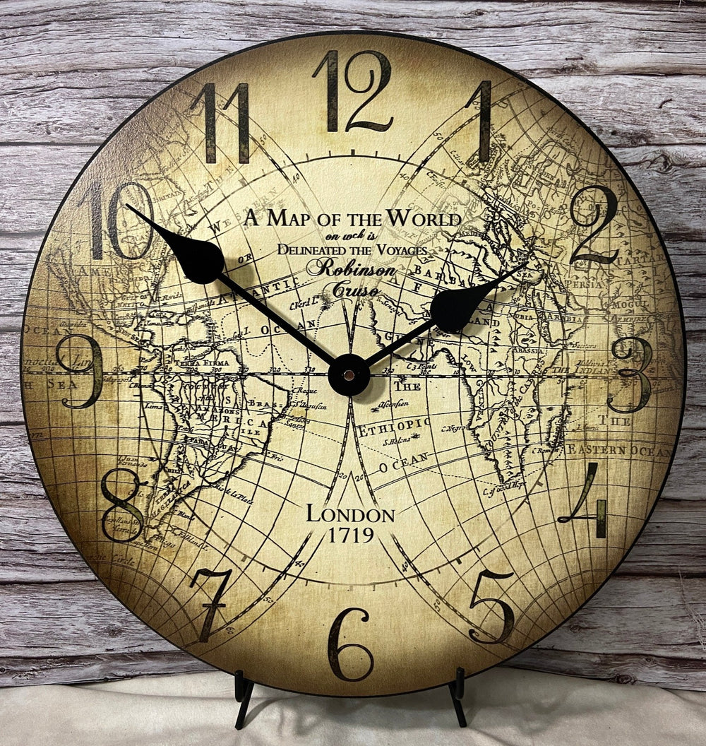 Robinson Cruso Map Wall Clock - CustomBigClocks