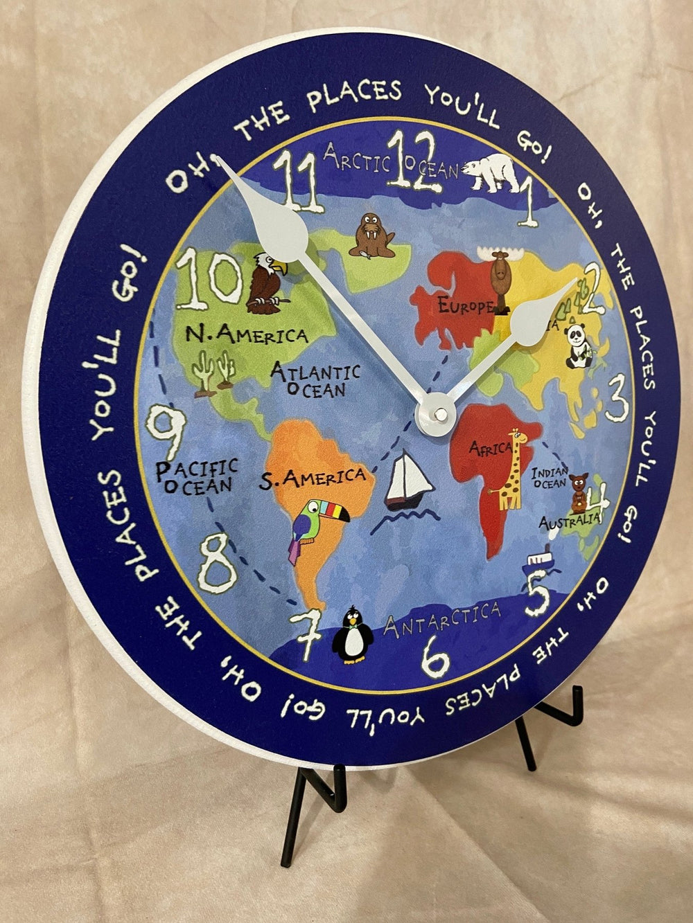 Kids World Map Wall Clock - CustomBigClocks