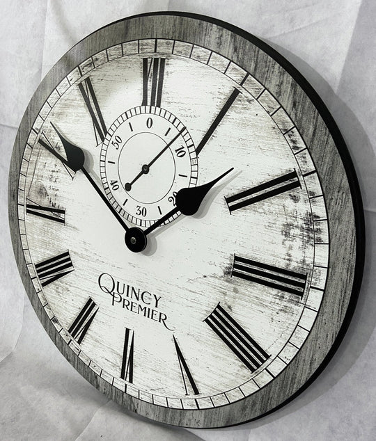 Quincy Premier Gray &amp; White Clock - CustomBigClocks