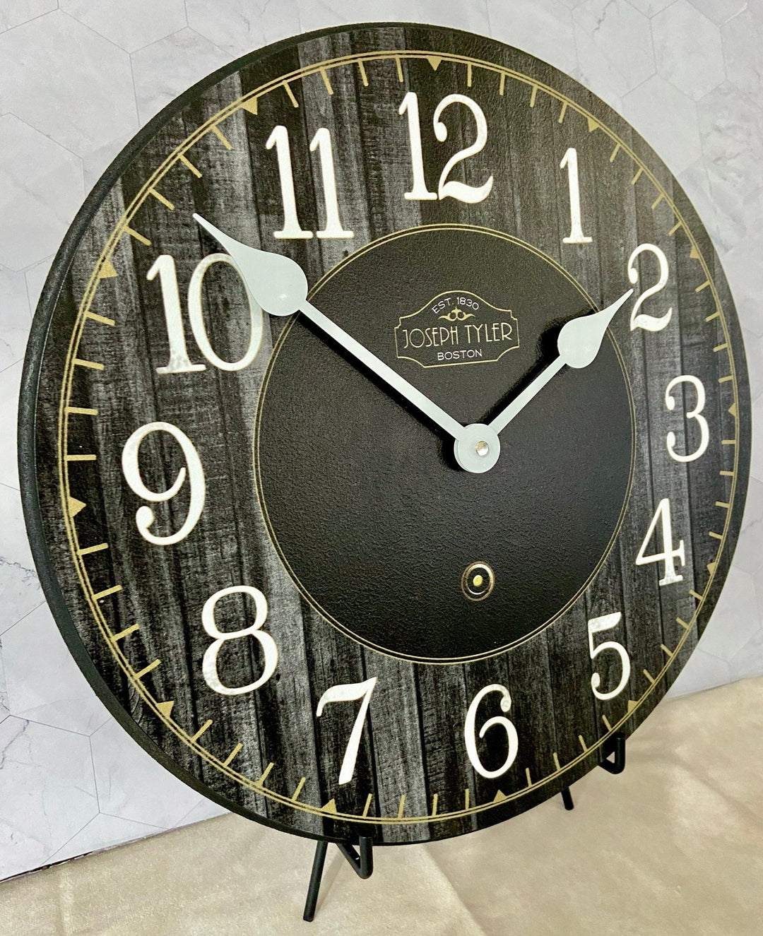 Black &amp; Gray Wood Wall Clock - CustomBigClocks