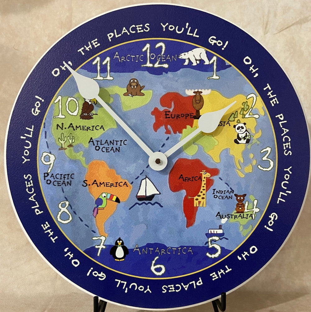 Kids World Map Wall Clock - CustomBigClocks