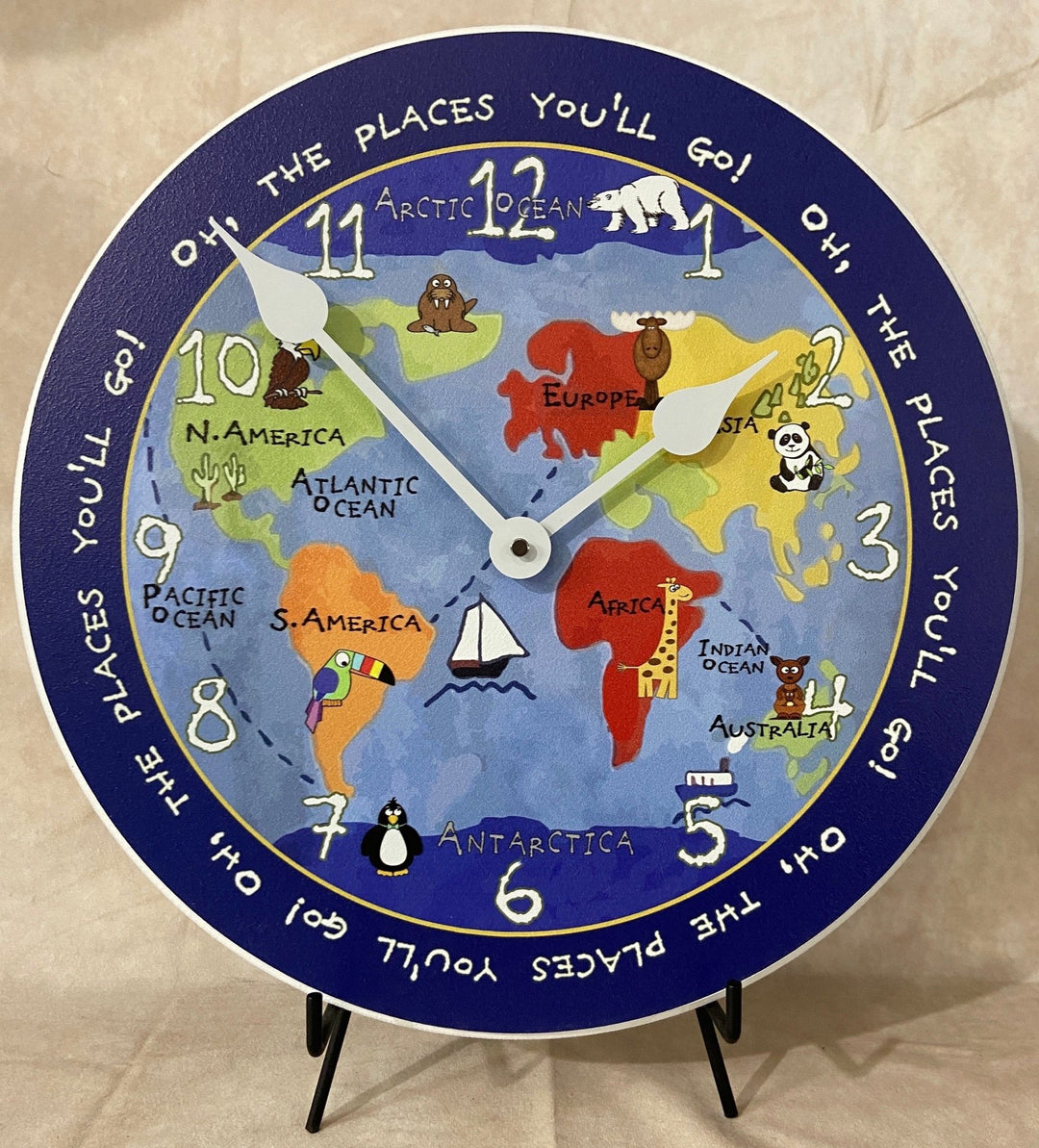 Kids World Map Wall Clock - CustomBigClocks