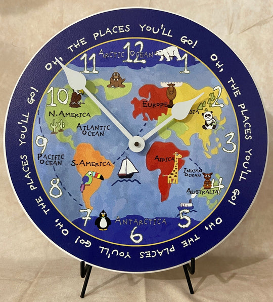 Kids World Map Wall Clock - CustomBigClocks