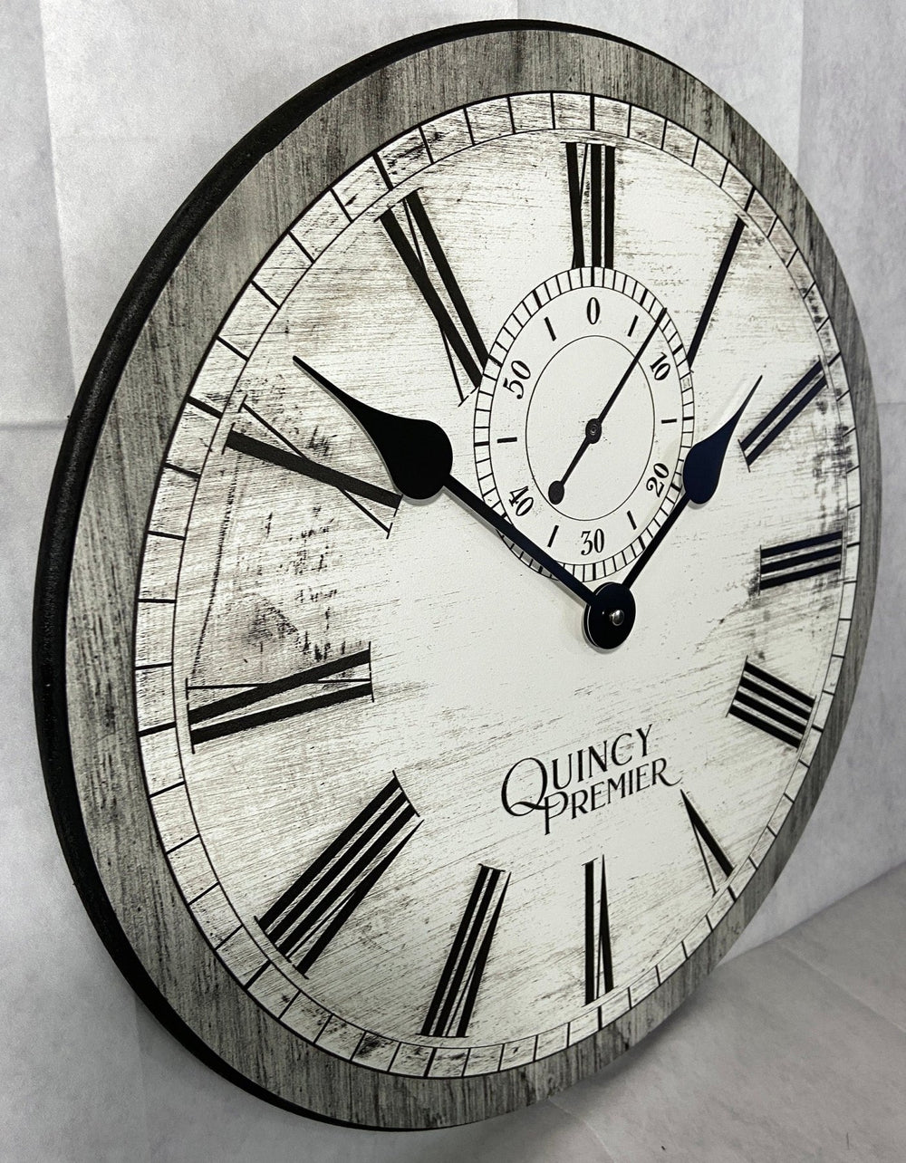 Quincy Premier Gray & White Clock - CustomBigClocks