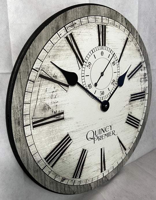 Quincy Premier Gray &amp; White Clock - CustomBigClocks