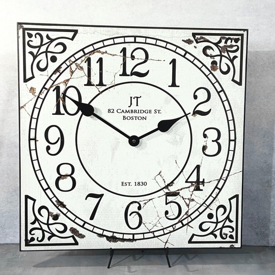 Rusty Square White Wall Clock - CustomBigClocks