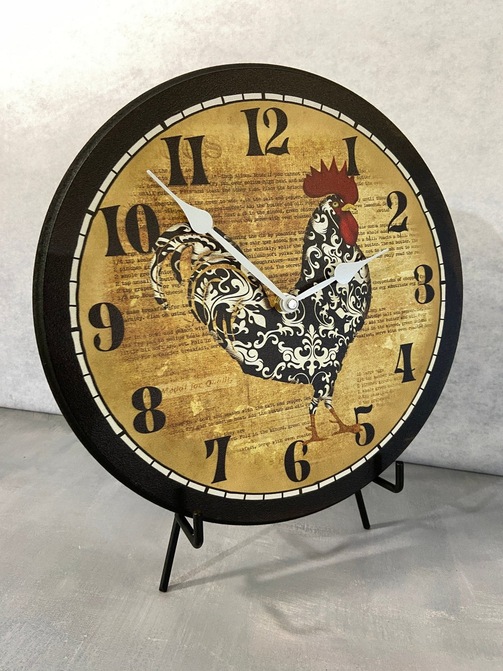 Black & White Rooster Wall Clock - CustomBigClocks